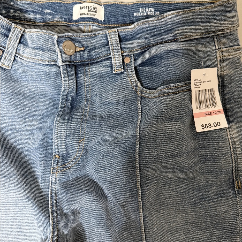 Kensie Medium Blue High Rise Wide Leg Denim Jeans